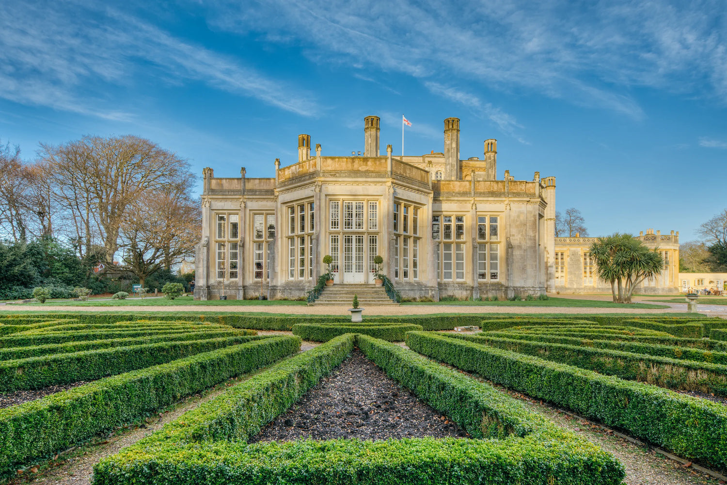heritage estate building in gardens.